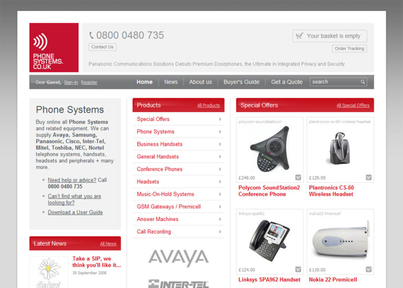 Phonesystems.co.uk Homepage header