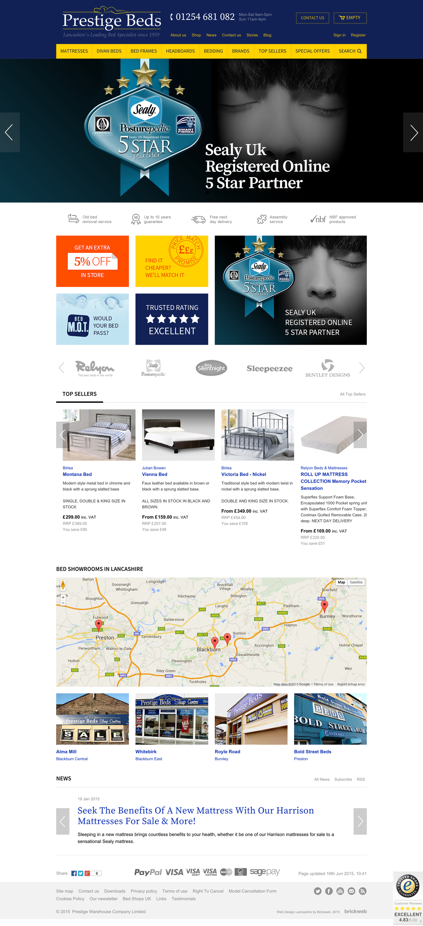 Prestige Beds Home page