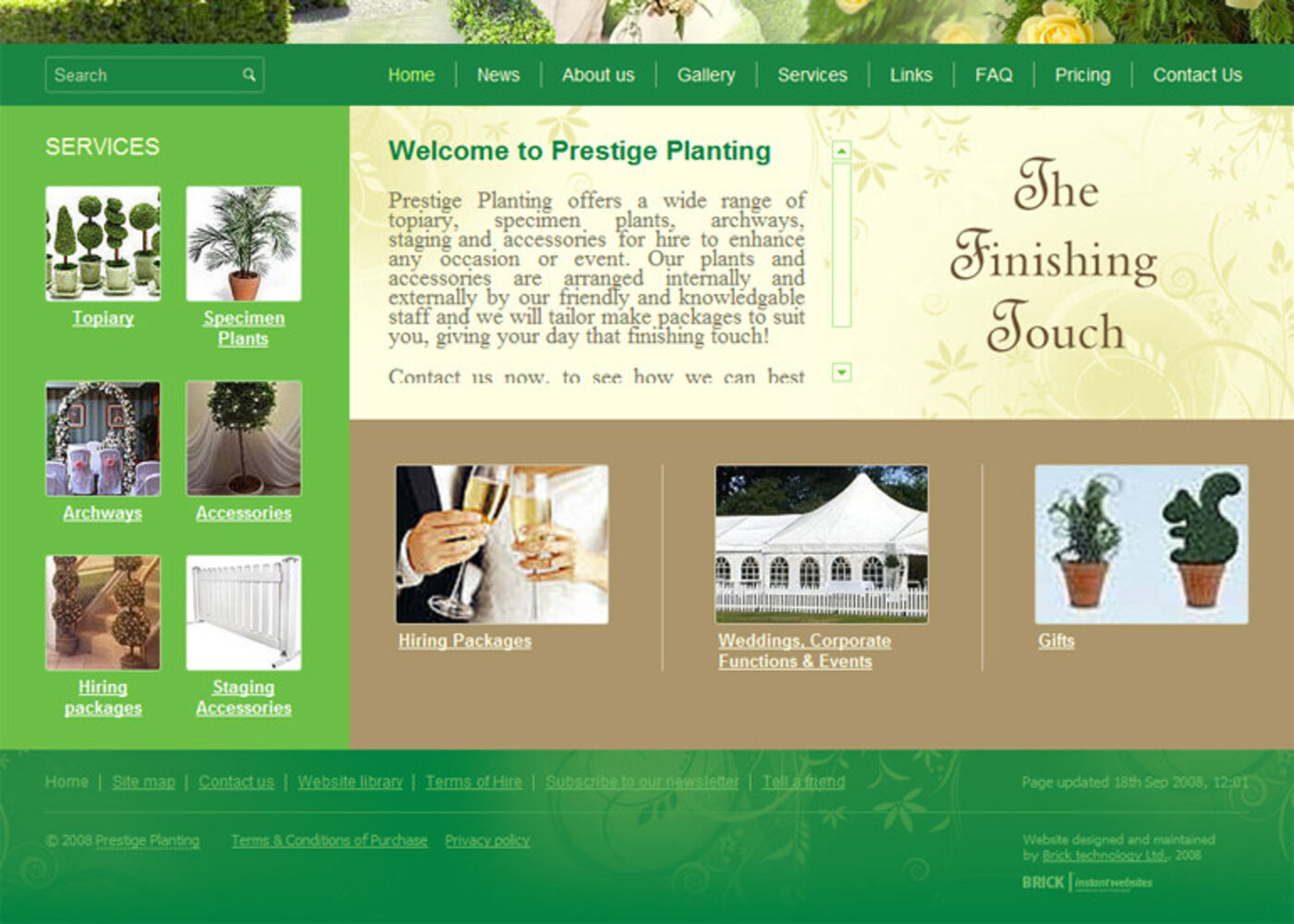 Prestige Planting Homepage footer