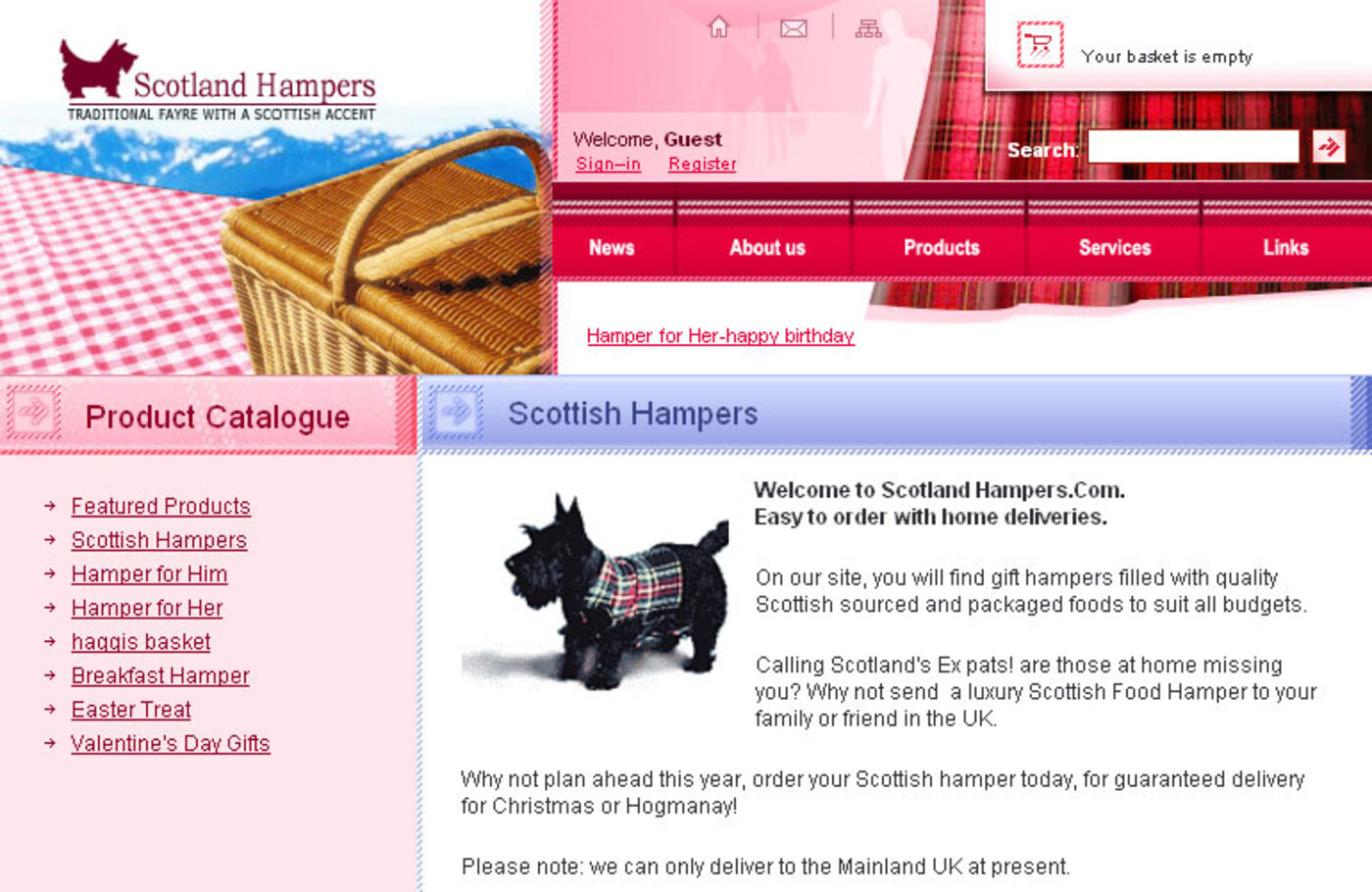 Scotland Hampers Homepage header