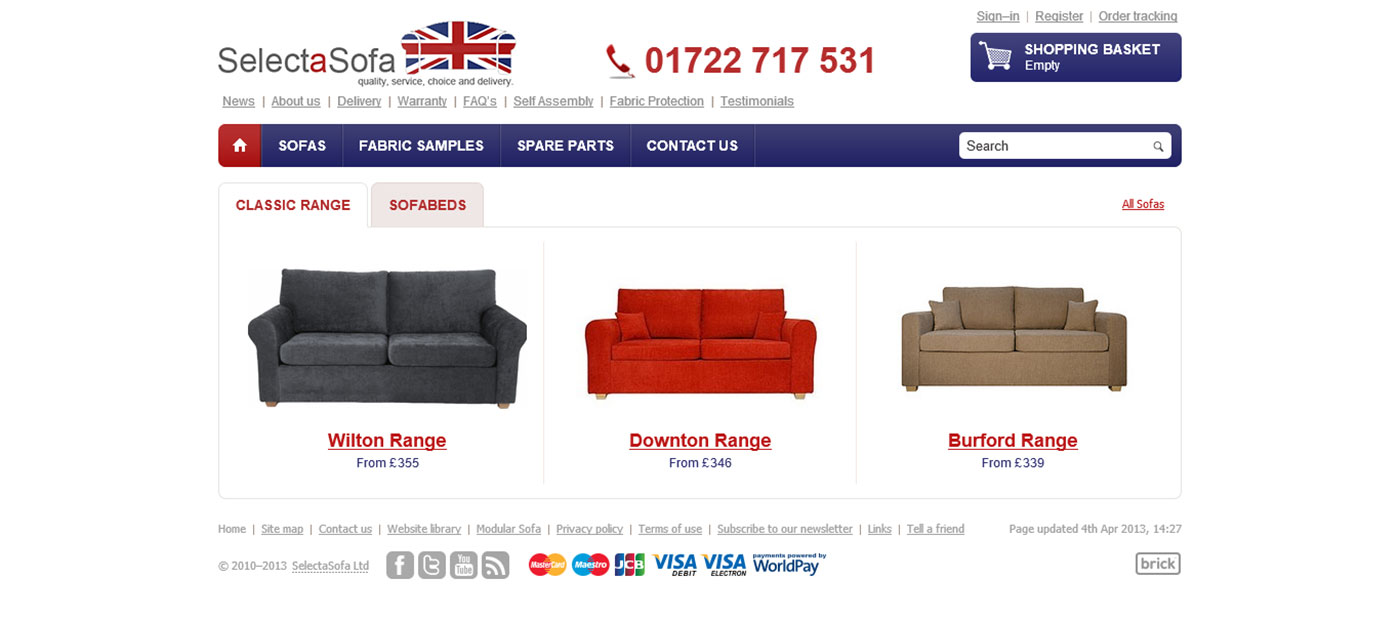 Select a Sofa Home Page