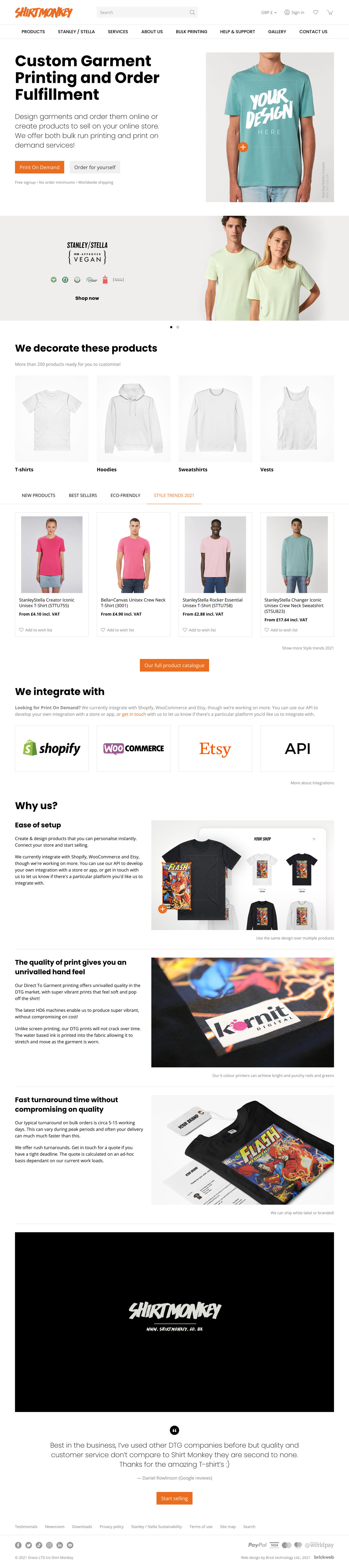 Shirt Monkey Home page 