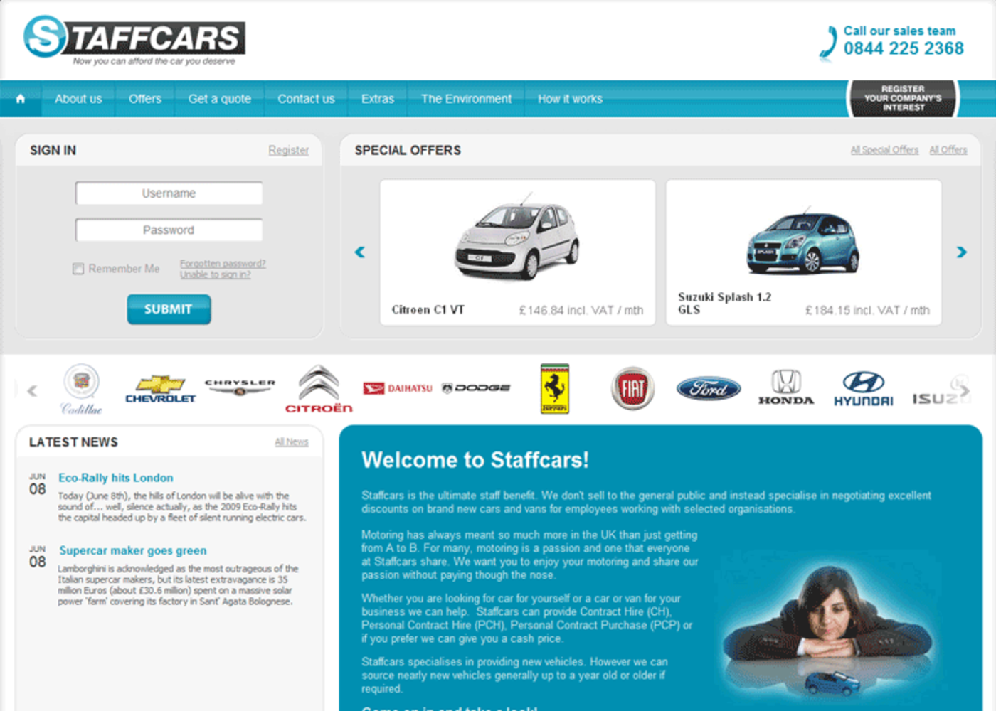 Staffcars Homepage header