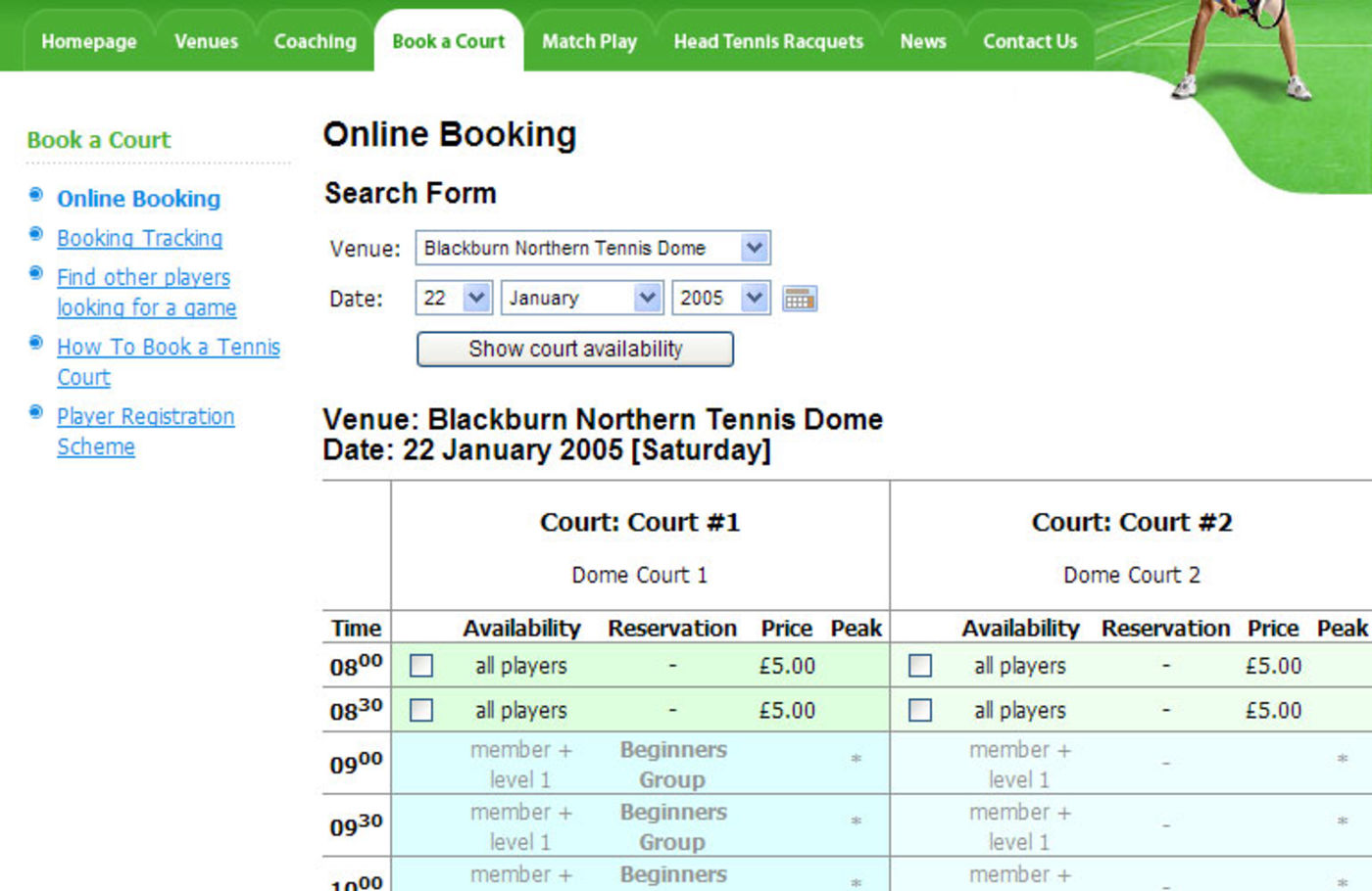 Tennis Centre Booking