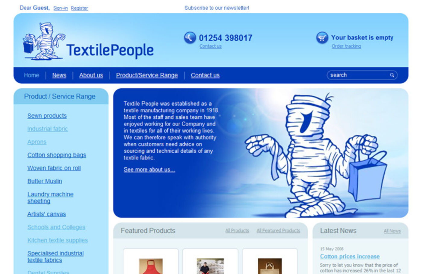 Textile People (2008) Homepage header
