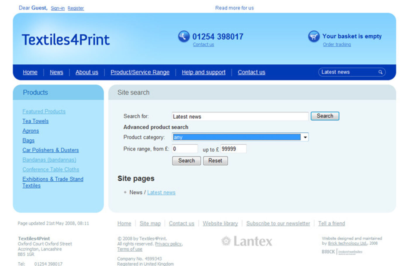 Textiles4Print (2008) Site search