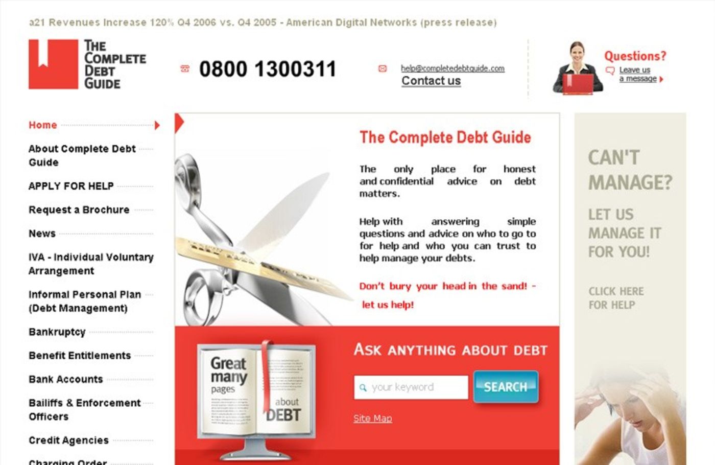 The Complete Debt Guide Homepage header