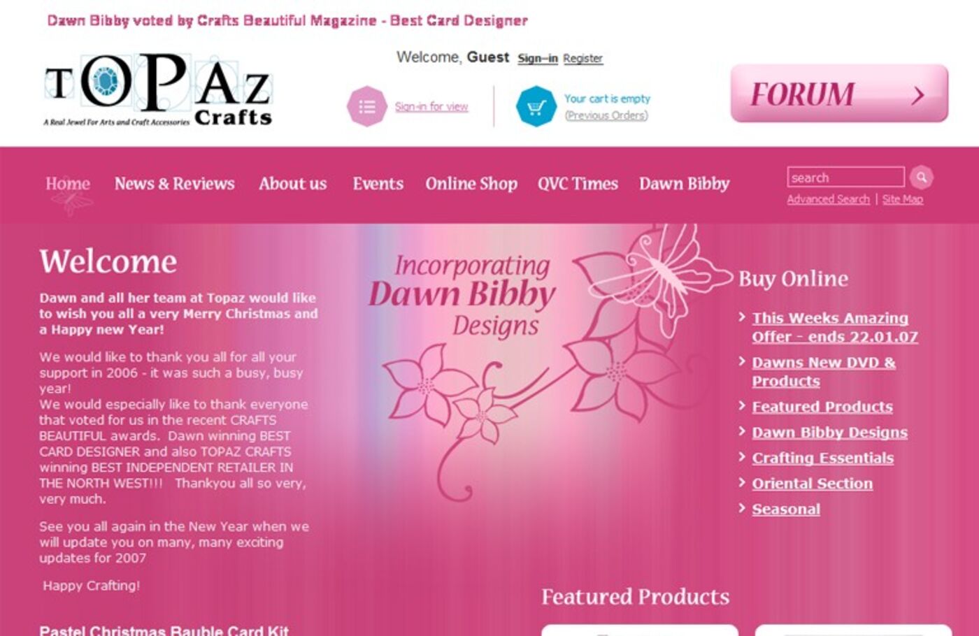 Topaz Crafts Homepage header