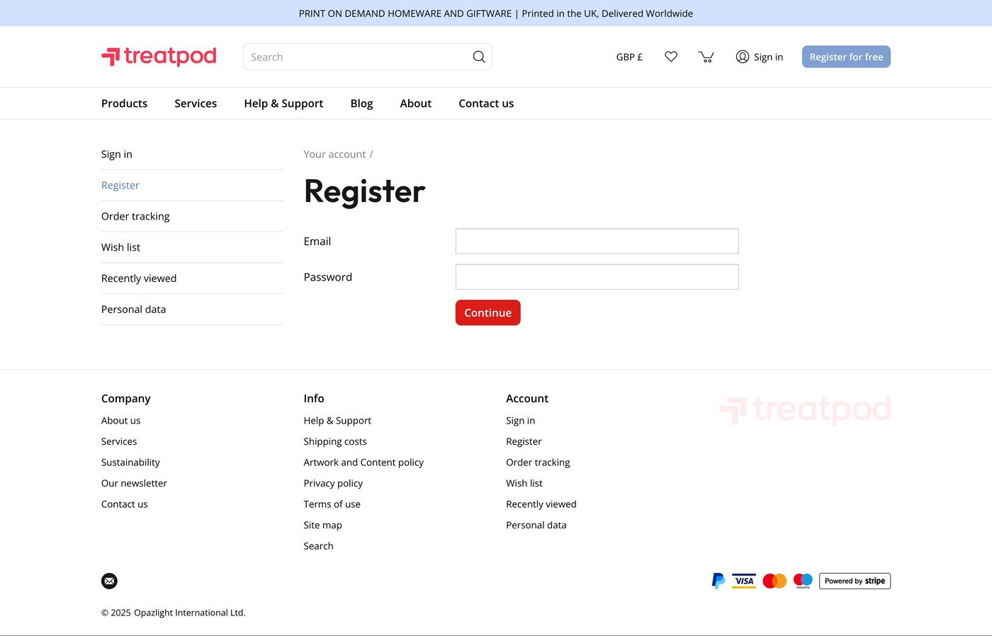 Treat Pod Create profile customer