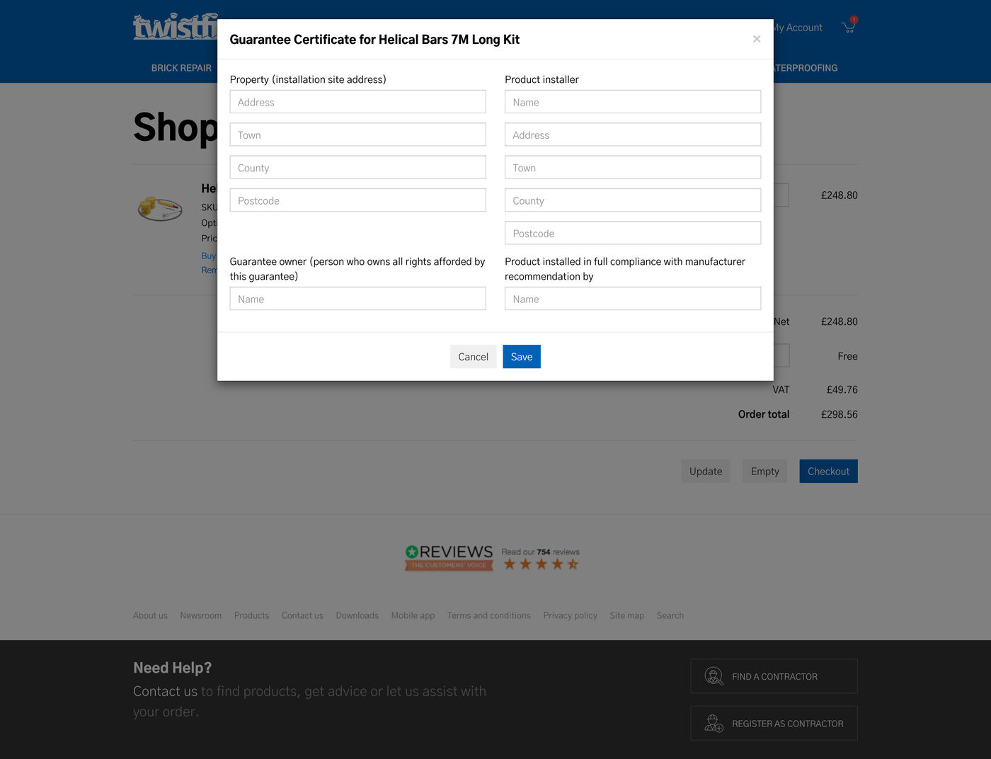 Twistfix Shop Basket with certificate