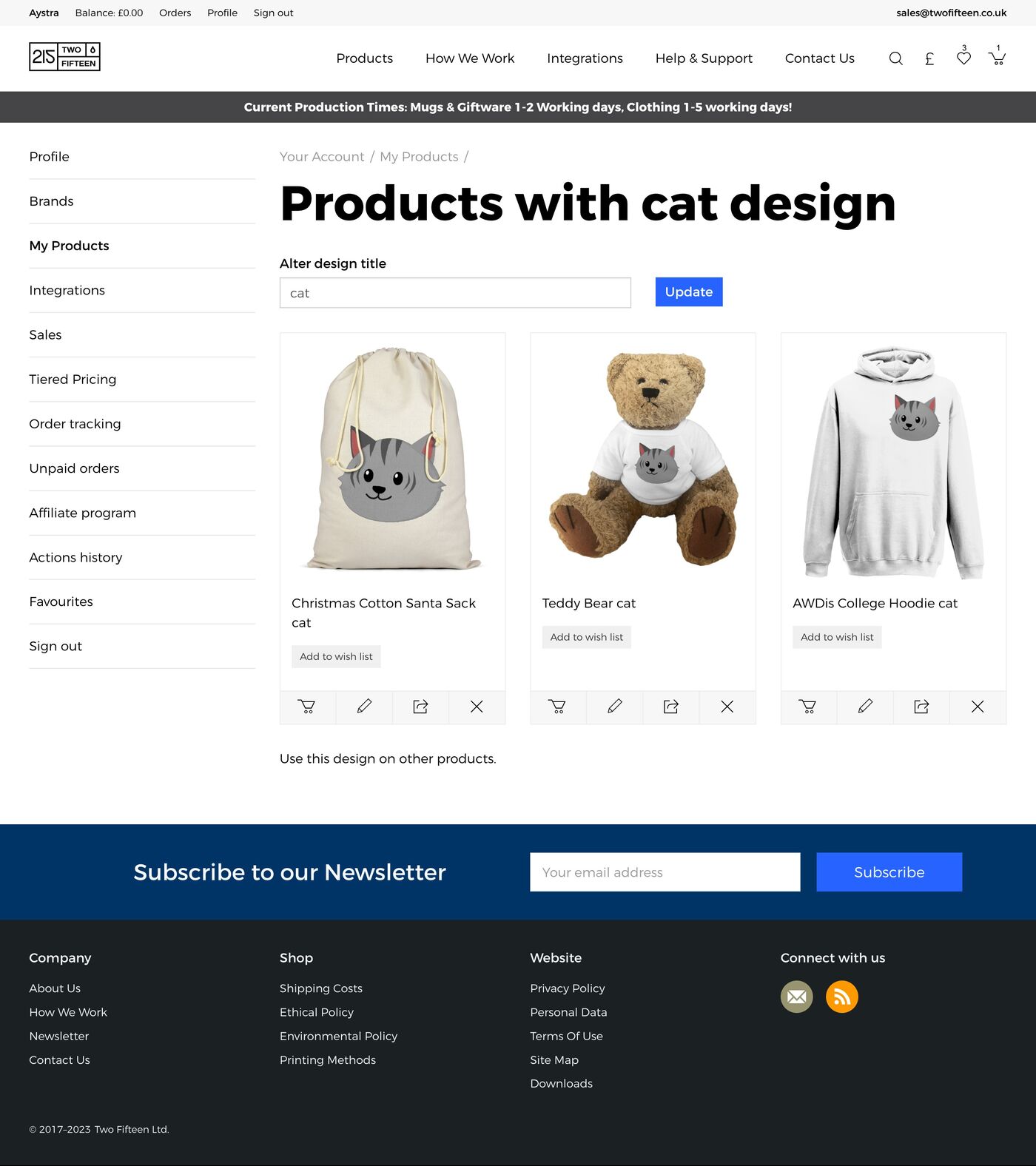 Two Fifteen (2017) Personalised products