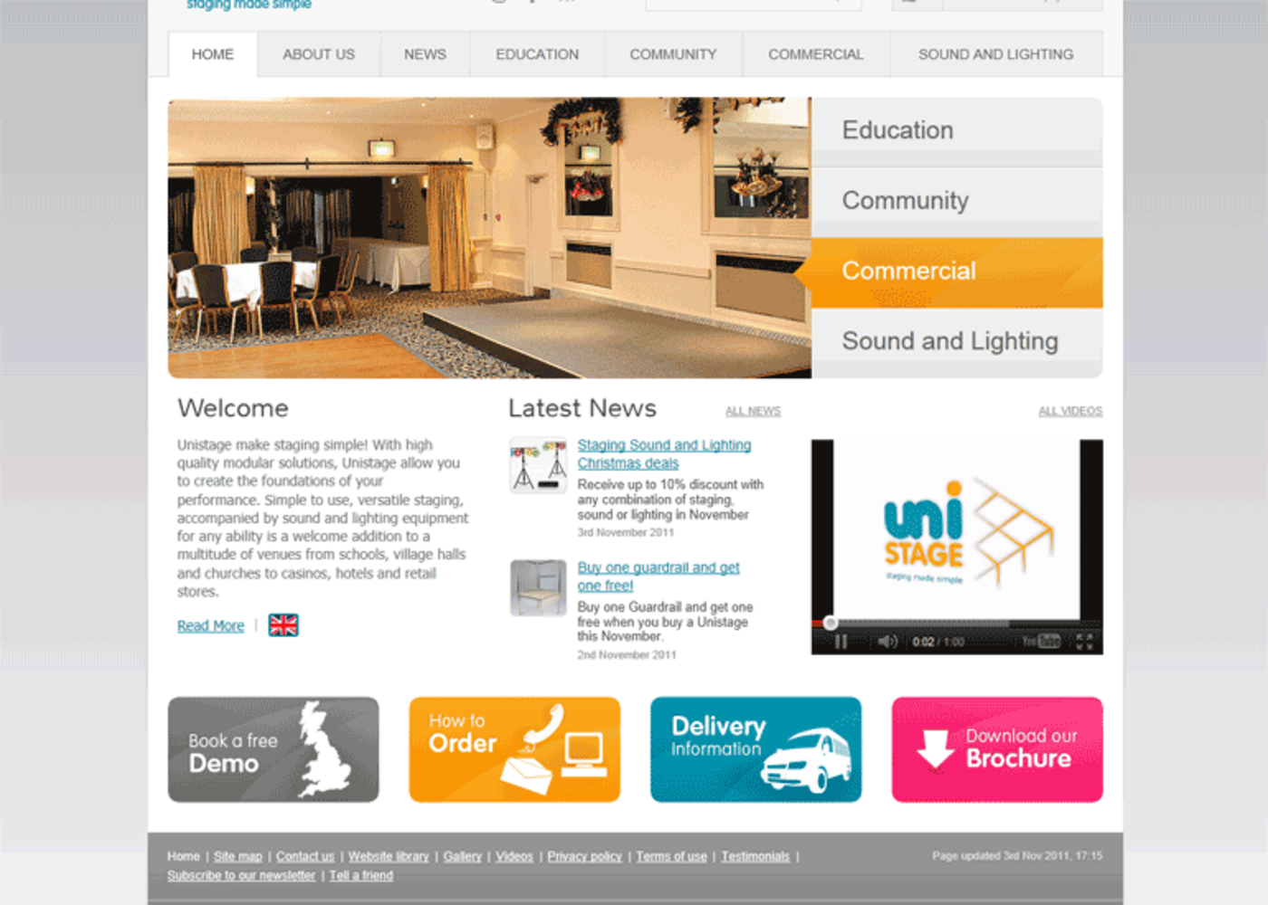 Unistage Homepage footer