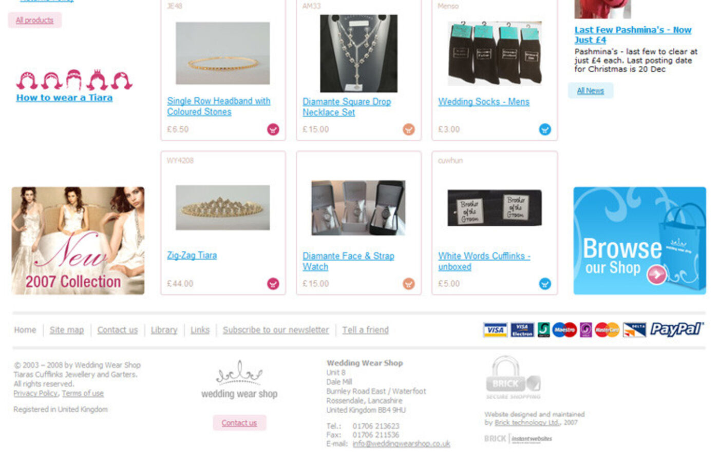 Wedding Wear Shop Homepage footer